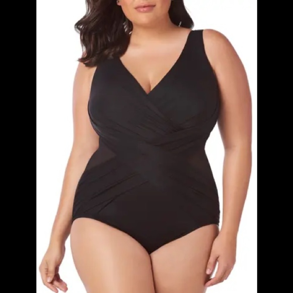 Miraclesuit - Solid Crossover With Mesh Swimsuit - image 7